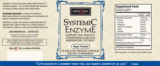 AstraZyme Systemic Enzyme supplement facts panel