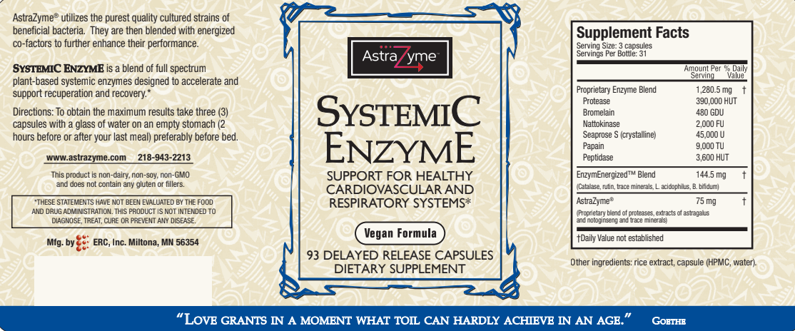 AstraZyme Systemic Enzyme supplement facts panel