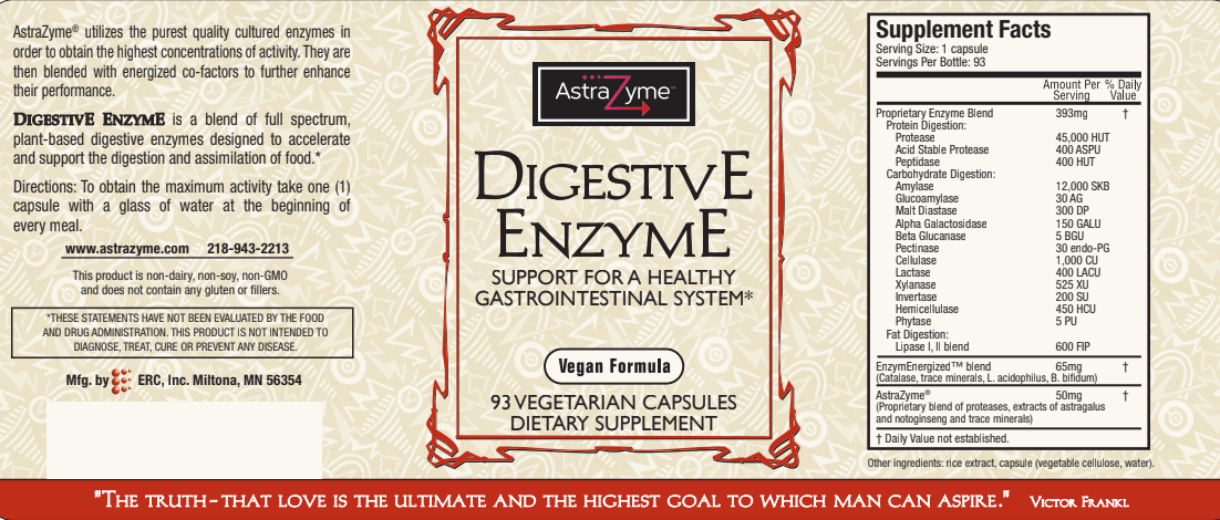 AstraZyme Digestive Enzyme supplement facts panel